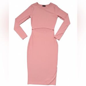 Cute Pink Long Sleeve Dress w/mid cutout